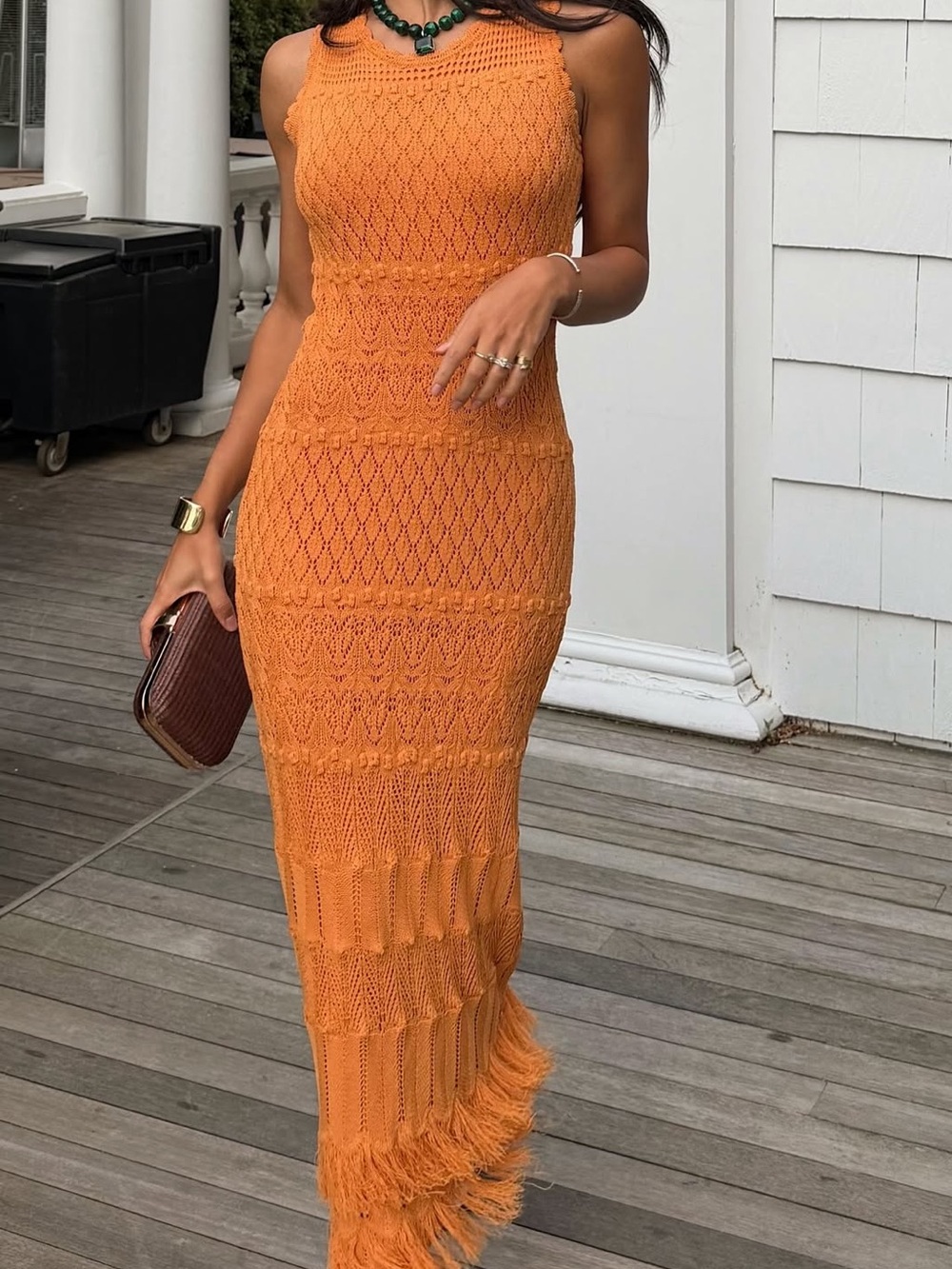 Torn by Ronny Kobo orange open back dress NWT